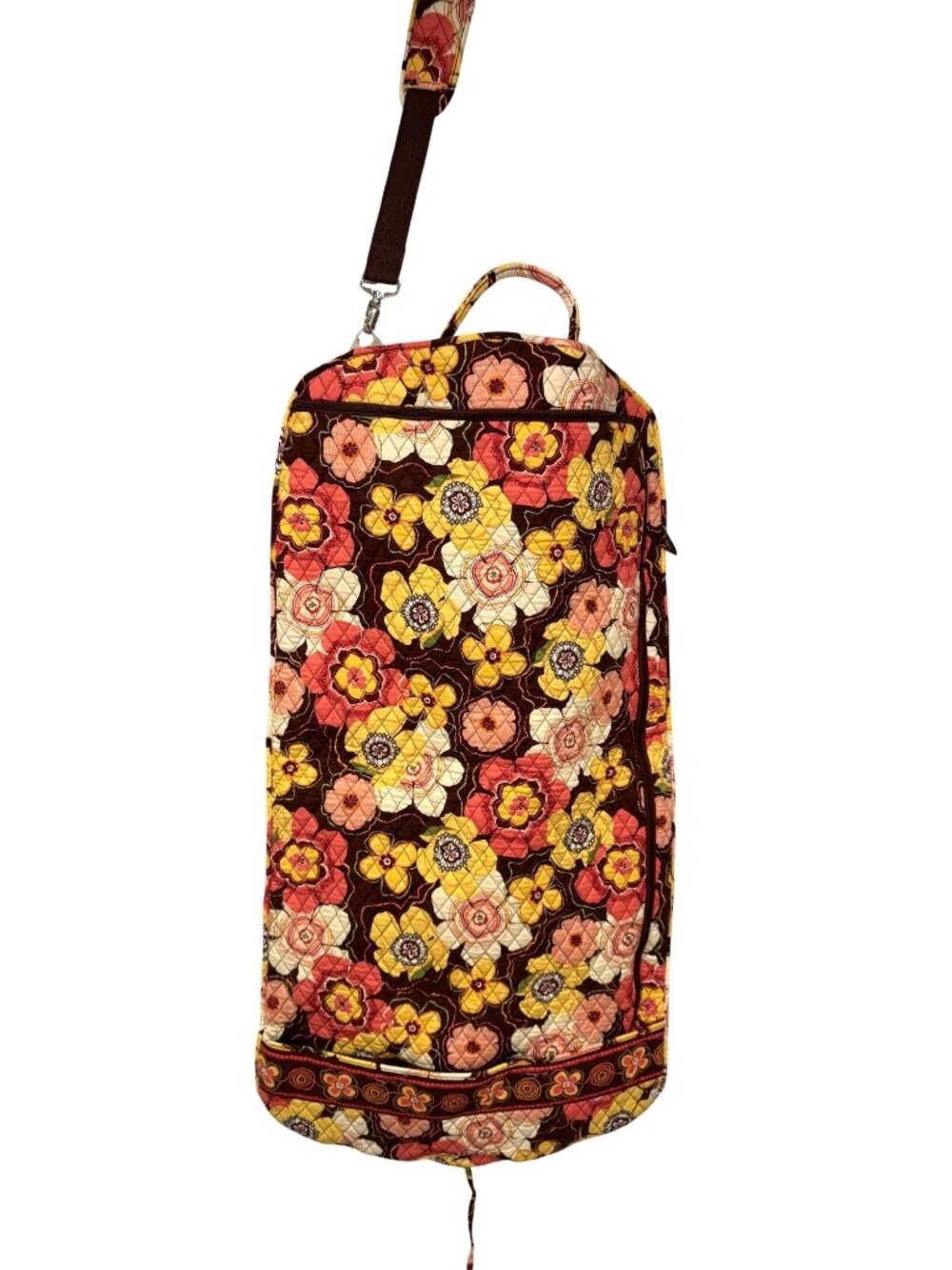 Vera Bradley Buttercup Garment Bag Retired Patern Coral Yellow Brown